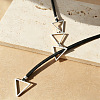 Adjustable Alloy Triangle Imitation Leather Cord Lariat Necklaces WGC01CF-01-2