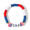 USA Flag Blue & White Polymer Clay Beaded Stretch Bracelets For Women Men ER7241-2-1