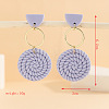 Polymer Clay & Alloy & Wood Woven Dangle Stud Earrings FS-WG7370D-09-1