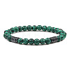 6mm Synthetic Malachite Round Beaded Stretch Bracelets NA0415-5-1