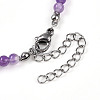 Natural Amethyst 4.5mm Round Beaded Flower Pendant Necklaces NJEW-T016-04M-6