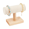 Velvet T-Bar Bracelet Display Stands with Wood Base BDIS-WH0003-29-8