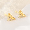 Brass Micro Pave Cubic Zirconia Stud Earrings for Women KK-A305-08G-07-2