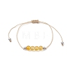 3Pcs 3 Style Natural Citrine Braided Bead Bracelets Set BJEW-JB09334-06-3