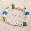 Bohemian Style Easter Polymer Clay & Glass & Resin Beaded Stretch Bracelets for Women Men FS-WG0BA76-01-2