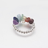 Natural Gemstone Chip Stretch Rings RJEW-JR00207-2