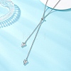 Adjustable Alloy Heart Pendant 304 Stainless Steel Box Chain Lariat Necklaces for Women NJEW-JN05902-02-1