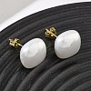 Brass & ABS Plastic Imitation Pearl Stud Earrings for Women PL-CBA760A-03B-G02-2
