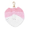 Handmade Braided Macrame Cotton Thread Leaf Pendant Decorations GLAA-K060-08KCG-05-1