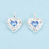925 Sterling Silver Pave Cornflower Blue Cubic Zirconia Heart Pendants STER-N016-119S-1