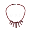 Natural Strawberry Quartz Round Beaded Fan Bib Necklaces NJEW-N064-04H-1