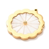 Carved Natural White Shell 304 Stainless Steel Pendants SH-K002-01C-G-2