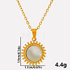 304 Stainless Steel Pave Natural White Shell Sun Pendant Necklaces WM7741-4-1