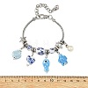 European Blue White Handmade Porcelain Ocean Fish Turtle Shell Charm Brass Snake Chain Bracelets BJEW-JB14402-3