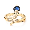Snake Cubic Zirconia Cuff Ring for Women RJEW-C004-08-RS-1