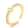 Clear Cubic Zirconia Initial Letter Open Cuff Ring RJEW-H120-09G-B-1
