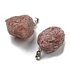 Raw Rough Natural Strawberry Quartz Pendants G-M405-02P-06-2