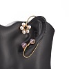 Natural Amethyst & Pearl Braided Flower Cuff Earrings EJEW-JE04957-01-4