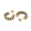 Real 18K Gold Plated 304 Stainless Steel with Glass Ring Stud Earrings EJEW-Z026-18G-01-2