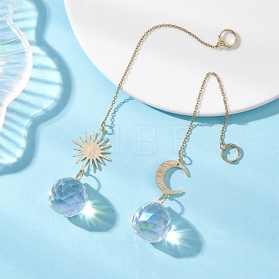 2Pcs Glass with Brass Hanging Suncatchers HJEW-JM04588-1