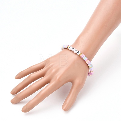 Polymer Clay Heishi Beads Stretch Bracelets BJEW-JB05710-02-1