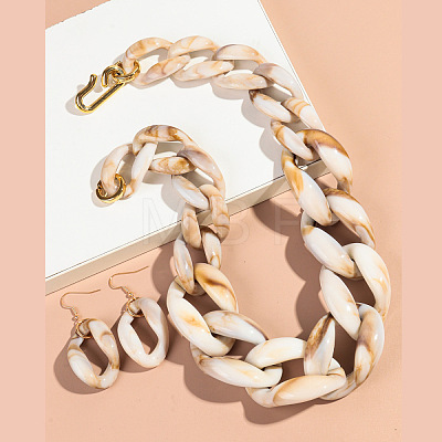 Acrylic Curb Chain Necklaces & Dangle Earrings Sets FS-WGC8108-07-1