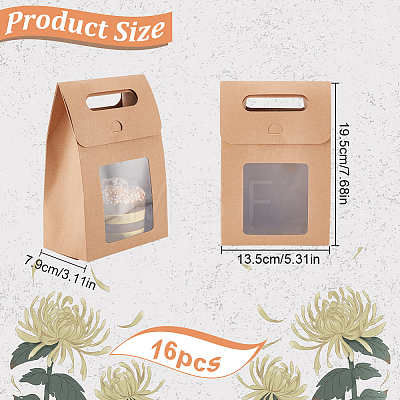 Folding Paper Gift Bags with Hole Handle and Plastic Visible Window ABAG-WH0038-52B-01-1