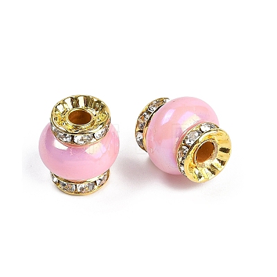 Resin Beads with Brass Rhinestone Rondelle KK-H490-05G-01-1