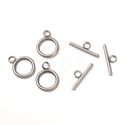 Tarnish Resistant 304 Stainless Steel Textured Toggle Clasps STAS-A048-01P-1