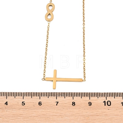 Religion 304 Stainless Steel Infinity Cross Link Chain Necklaces NJEW-H093-06G-1