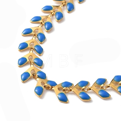 Enamel Ear of Wheat Link Chains Bracelet BJEW-P271-02G-02-1