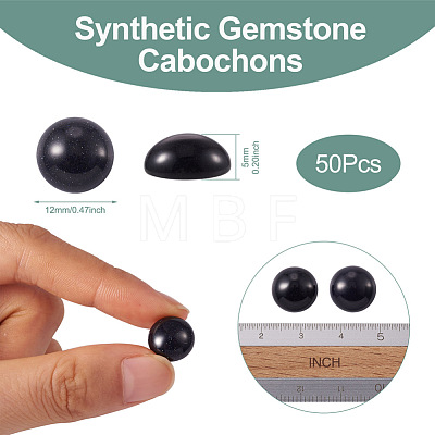 Synthetic Blue Goldstone Cabochons G-R416-12mm-34-1