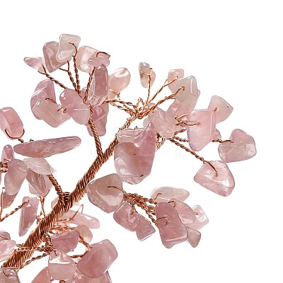 Natural Rose Quartz Chips & Agate Pedestal Display Decorations X1-DJEW-A001-04C-1