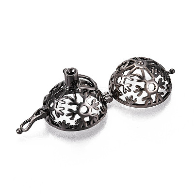 Rack Plating Brass Cage Pendants KK-S751-074B-1