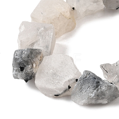 Natural Tourmalinated Quartz Beads Strands G-S386-C15-1