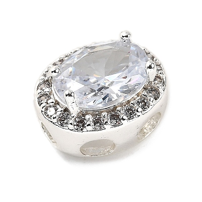 Brass Micro Pave Cubic Zirconia Beads KK-D408-11S-07A-1