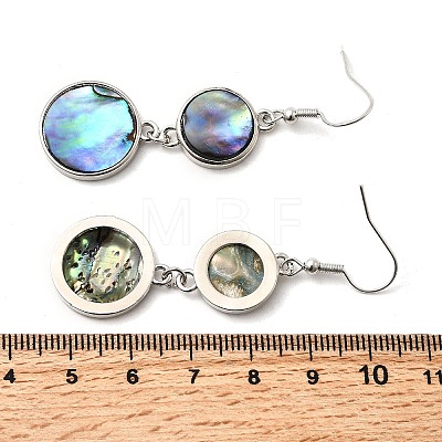 Brass Natural Abalone Shell Dangle Earrings EJEW-F388-01F-P-1