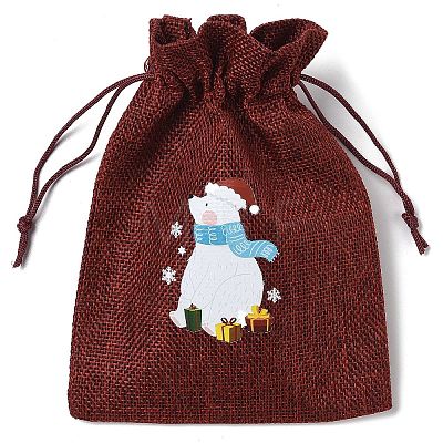 Christmas Theme Jute Cloth Storage Bags ABAG-F010-01B-04-1