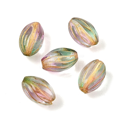 Baking Paint and Golden Metal Enlaced Glass Beads GL-CBA1477-08B-1