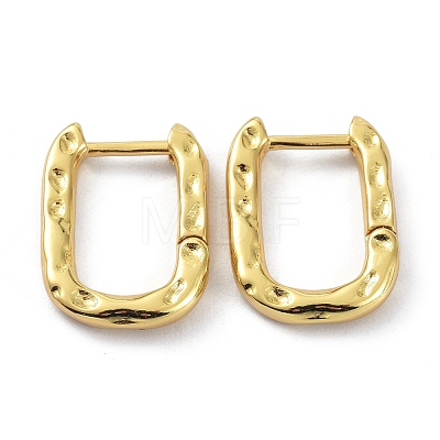 Textured Rectangle Brass Hoop Earrings EJEW-B007-02G-1