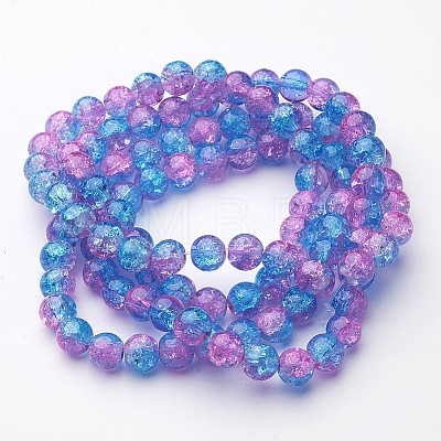 31~32 inch  pinkt/ blue Crackle Glass Beads GGC8MM038-1