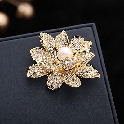 Flower Alloy Crystal Rhinestone Brooch PW-WG24C40-01-1