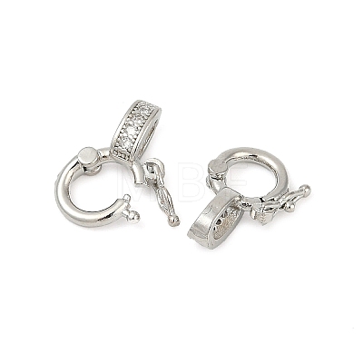 Brass Micro Pave Clear Cubic Zirconia Twister Clasps KK-H202-18P-1