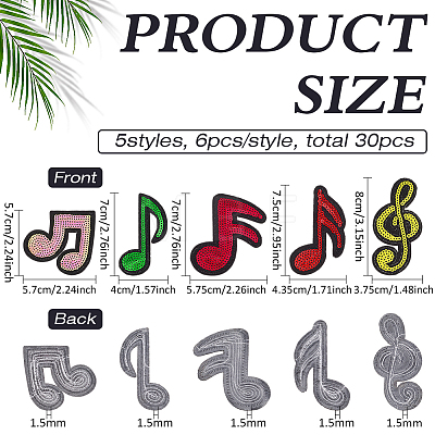 30Pcs 5 Styles Polyester Clothing Patches PATC-FG0003-82-1