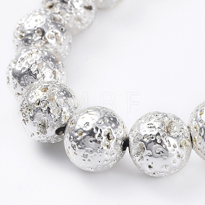 Electroplated Natural Lava Rock Beads Stretch Bracelets BJEW-G623-01S-10mm-1