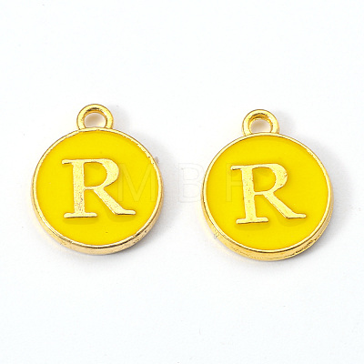 Golden Plated Alloy Enamel Charms ENAM-S118-09R-1