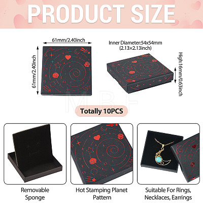 10Pcs Hot Stamping Planet Cardboard Jewelry Packaging Boxes CON-TA0001-44B-1