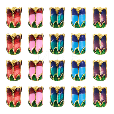 Yilisi 20Pcs 5 Colors Alloy Bead Caps ENAM-YS0001-04-1