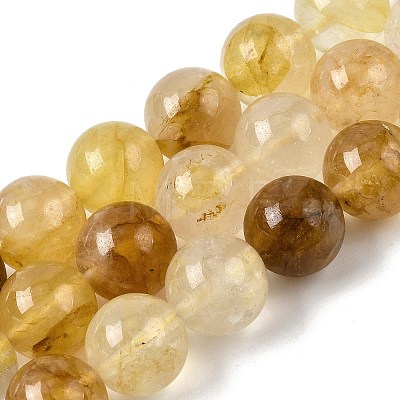 Natural Yellow Hematoid Quartz Beads Strands G-K365-D01-12mm-1