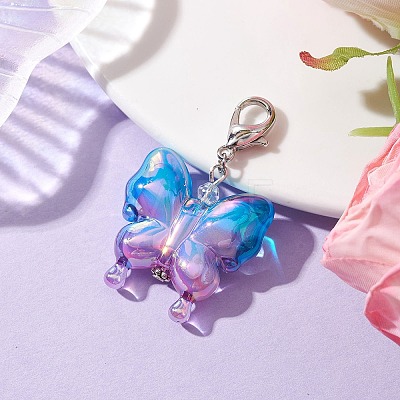 Acrylic Butterfly Pendant Decorations HJEW-JM01594-02-1